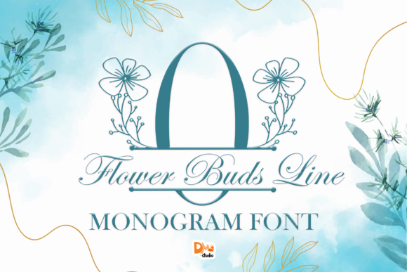 Flower Buds Line Monogram: A Delicate Font for Editorial Design