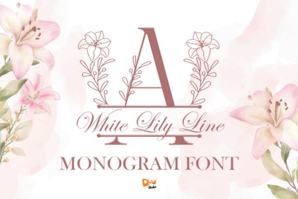White Lily Line Monogram: A Delicate Font for Handmade Products